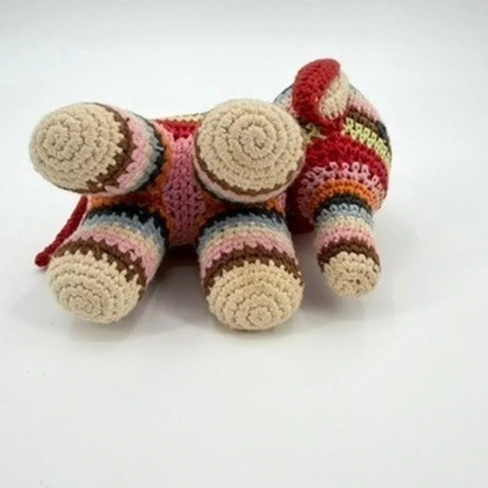 Anne-Claire Petit Crochet Elephant Stuffed Animal Multicolor Striped Knit Toy